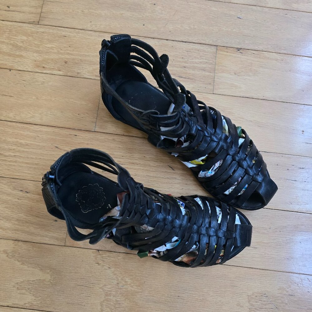 minimalist black leather boho gladiator sandals | WMS 7 - Picture 4 of 10